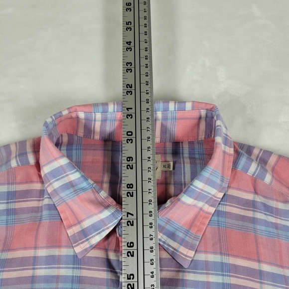 Faherty Button Up Long‎ Sleeve Shirt Men's XL Plaid Blue Pink White Comfort - Picture 3 of 13